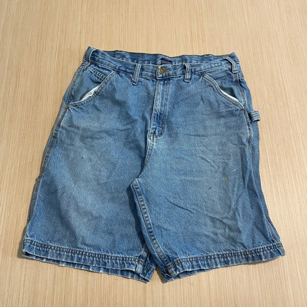 RK Brand Mens Carpenter Denim Shorts Blue Medium Wash Workwear Size 34